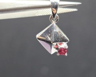 Natural Vivid Red Ruby 925 Silver Pendant – 5 CT - Square Cut - July Birthstone