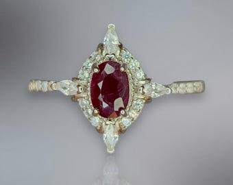 Natural Ruby Sterling Silver Adjustable Ring: Gemstone Jewelry