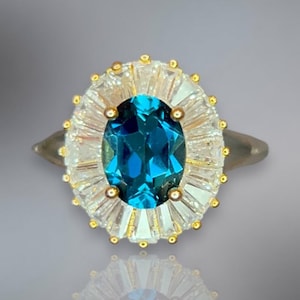 London Blue Topaz Ring - Sterling Silver 925 - December Birthstone Ring - Natural Blue Gemstone Jewelry -Dainty Stackable Ring