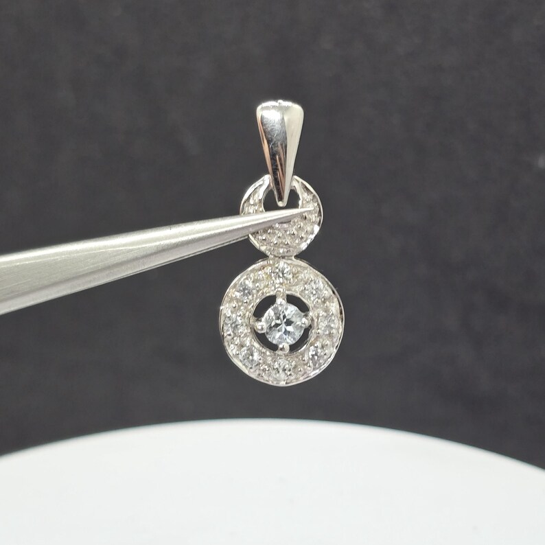 Natural Aquamarine 925 Silver Pendant – 13.1 CT - Round Cut - March Birthstone image 3