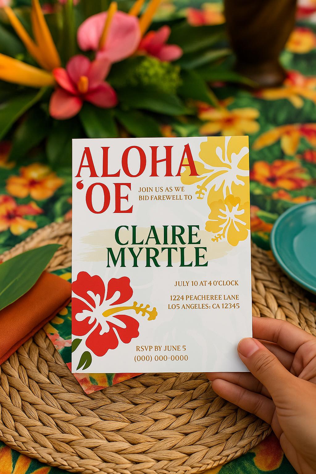 Aloha 'oe Farewell Invitation | Hawaiian Luau Template (digital) - Etsy