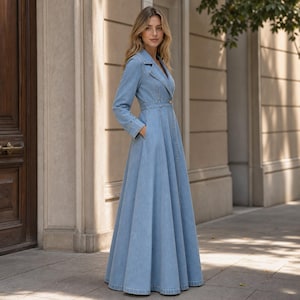 modest denim dress Ada Denim Midi Dress