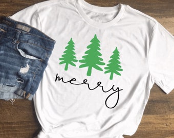 christmas shirt | merry | christmas trees | holiday shirt | christmas long sleeve | christmas tree farm shirt