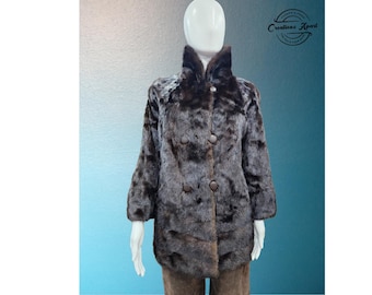 Vintage Mahogany Mink Jacket with Leather Buttons
