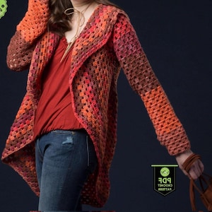 Crochet Granny Stripe Cardigan Pattern PDF Easy Crochet Sweater Pattern Rainbow Crochet Cardigan DIY Granny Stitch Sweater Tutorial