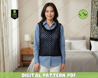 Crochet Vest Pattern PDF: Acacia Lace Vest, Beach Cover Up (XS-2XL)