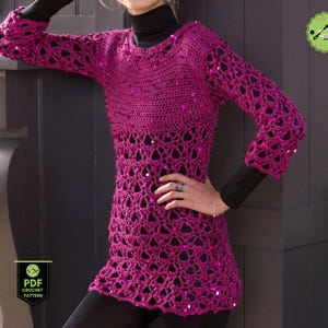 Plus Size Crochet Top Pattern Crochet Dress Pattern Crochet Tunic Pattern Boho Crochet Pattern Crochet Overlay Crochet Pattern PDF
