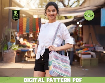 Patrón de bolso de malla de ganchillo, bolso de mercado reutilizable (patrón en PDF)