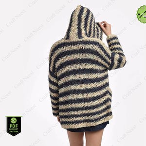 Hooded Cardigan Knitting Pattern Women Knit Hoodie Jacket Pattern Zip Up Cardigan With Hood Knitted Coat Sweater Knitting Pattern