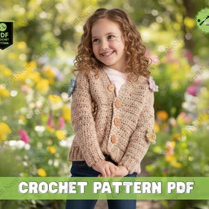 Girls Crochet Cardigan Pattern Childrens Sweater Design Toddler Girl Lacey Cardigan Vintage Style Crochet Pattern for Women and Kids