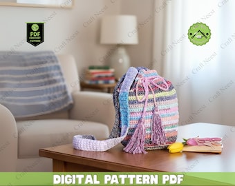 Mönster för virkad hinkväska: Boho Grandma Square Tote (PDF-mönster)