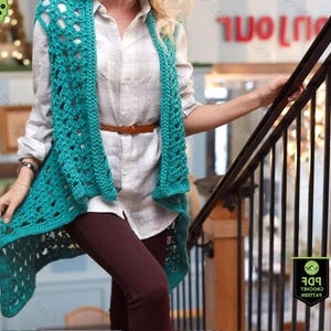 Crochet Waistcoat Pattern PDF Tutorial for Women, Granny Square Style Vest, Chunky Sweater Vest, Summer Gilet, Instant Download Pattern
