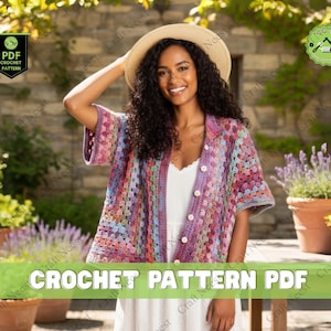 Relaxagon Crochet Shirt Pattern Crochet Button Shirt Granny Square Polo Shirt Pattern Hexagon Shirt Unisex Mens Crochet Pattern