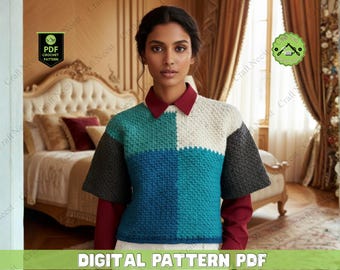 Padrão de suéter de crochê com quadrados da vovó (PDF)