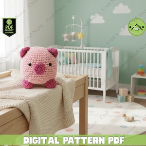 Small Amigurumi Pig Crochet Pattern Cute Animal Toy DIY Stuffed Pig Crochet Pattern Beginner Friendly Pig Pattern by Venelopa Toys