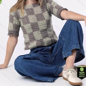 Summer Crochet Granny Tee Pattern for Women Men Girls, Easy Crochet Shirt Pattern, Vintage Style Crochet T Shirt Top Pattern for Beginners