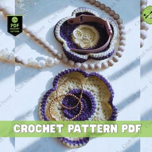 Crochet Jewelry Holder Pattern Crochet Trinket Tray DIY Crochet Dish Pattern Jewelry Organizer PDF Crochet Pattern for Trinket Bowl