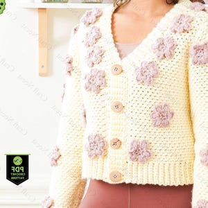 Crochet Cardigan Pattern Granny Square Coat Crochet Rose Garden Jacket Floral Sweater PDF Harry Styles Inspired Handmade Design