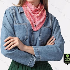 Sophie scarf knitting pattern for women, elegant knit neck scarf design, easy small triangle scarf knitting pattern for beginners