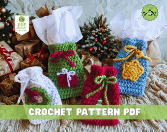 Crochet Gift Bag Pattern, Easy Drawstring Pouch (PDF)