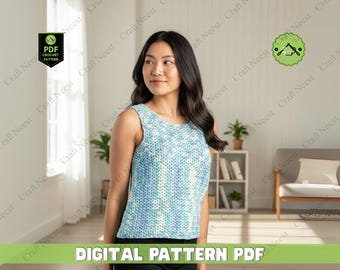 Patron de débardeur au crochet, design léger à col en V (Patron PDF)