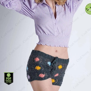 Grandma Square Crochet Pants Pattern High Waist Crochet Shorts Muster Summer Hose Crochet Cover Up PDF for Women and Men