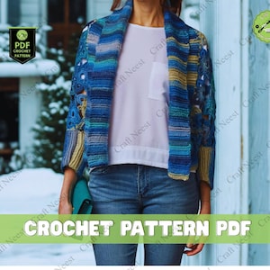 Vintage Granny Square Crochet Cardigan Pattern PDF, Daisy Crochet Sweater Pattern, Beginner Digital Download Motif Jacket Design