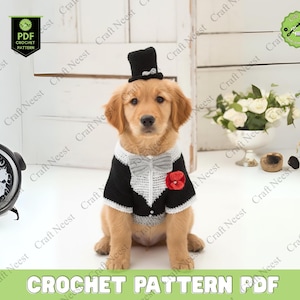 Dog Wedding Dress Pattern Crochet Sweater for Small and Large Dog Crochet Dog Tutu Pattern Plush Dog Jumper PDF DIY Tutorial