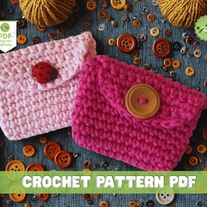 Hampstead Coin Purse Crochet Pattern Mini Button Coin Purse DIY Crochet Pouch Pattern Small Crochet Wallet PDF Instant Download
