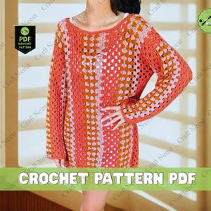 Taylor Crochet Dress Pattern PDF Individuell anpassbares Häkelkleid Festival Outfit Einfaches Häkelmuster in 7 Größen XS bis 5X