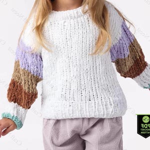 Easy Chunky Knit Sweater Pattern for Kids Toddlers and Children Pullover Jumper Pattern Beginner Friendly Cozy Winter Knitwear Design