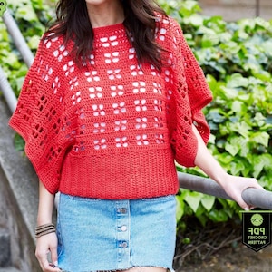Crochet Sweater Pattern Top Down Pullover Raglan Style Off Shoulder Crochet Long Sleeve Tee Pattern Summer Lightweight Leafy Design