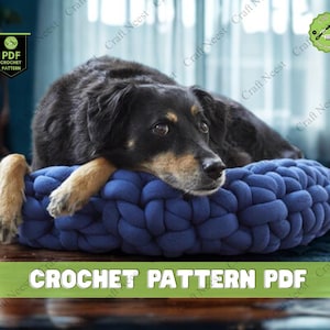 Patrón de cama tejida a crochet para mascotas, cama gruesa tejida a crochet para gatos, cama tejida a crochet para perros, manta tejida a crochet para mascotas, patrón de crochet, tutorial de cama acogedora para mascotas