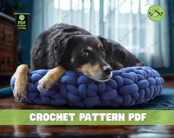 Finger Crochet Pet Bed Pattern, Chunky Cat/Dog Bed (PDF Pattern)