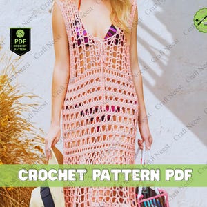 Crochet Beach Cover Up Pattern PDF, Mesh-Badeanzug-Vertuschung, Häkelbikini-Vertuschung-Muster, Boho Summer Pool Cover Up Crochet Design