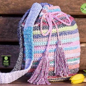 Crochet Bucket Bag Pattern for Beginners Crochet Tote Purse Pattern DIY Handbag Crochet Pattern Boho Granny Square Bag Pattern