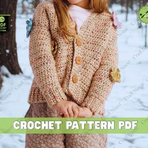 Mädchen häkeln Strickjacke Muster Kinderpullover Design Kleinkind Mädchen Lacey Strickjacke Vintage Stil Häkelanleitung für Frauen und Kinder