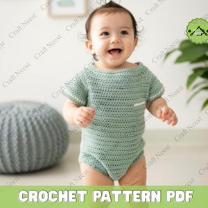 Granny Square Crochet Romper Pattern Baby Romper PDF Tutorial Wooly Wonders Style Balloon Sleeve Toddler Coveralls Crochet Pattern