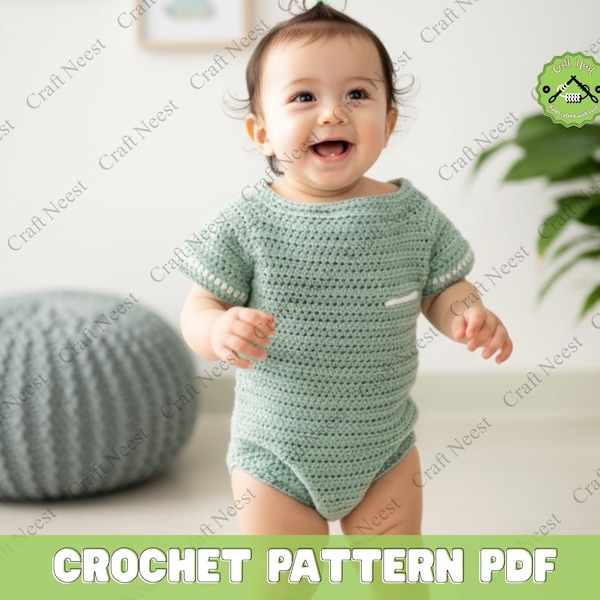Granny Square Crochet Romper Pattern Baby Romper PDF Tutorial Wooly Wonders Style Balloon Sleeve Toddler Coveralls Crochet Pattern