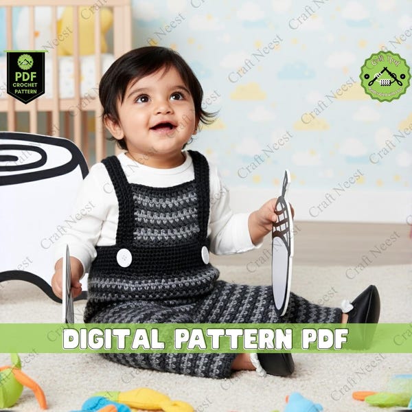 Molde de macacão de crochê para bebê, macacão infantil (molde em PDF)