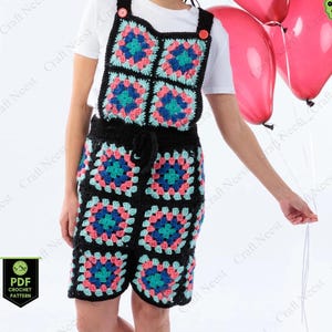 Crochet Granny Square Overalls Pattern Adult Crochet Overalls Pattern Granny Stitch Pants DIY Crochet Clothing Tutorial PDF Pattern