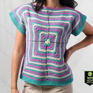 Crochet Top Pattern Crochet Summer Top Pattern Crochet Pattern for Women Granny Square Top Easy Crochet Tank Top Cotton Boho Style