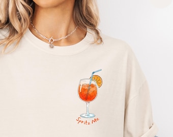 Comfort Colors Spritz Me Aperol Spritz Tee Shirt Italian Tshirt Aperitivo Summer La Dolce Vita Italy Cocktail Summer Graphic Tee Positano