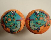 Items Similar To Orange Blue Fish Cabinet Knobs 6 Dresser Knobs