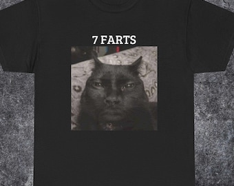 Camiseta de gato de 7 pedos, divertida camiseta de meme de gato, camiseta vintage de gato desquiciado, camiseta con gráfico de gato tonto, camiseta unisex con humor extraño