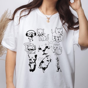 Silly Cats Meme Shirt, Y2K Funny Cat Meme TShirt, Vintage Unhinged 90s Kitten Tee Grunge Funny Graphic Shirt, Weirdcore Shirts That Go Hard