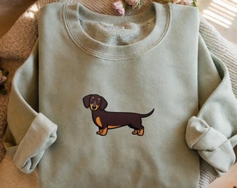 Embroidered Dachshund Shirt Embroidered Dachshund Sweatshirt Dog Mom Shirt | Sausage Dog Shirt, Gift for Dog Lovers, weenie mom Sweatshirt