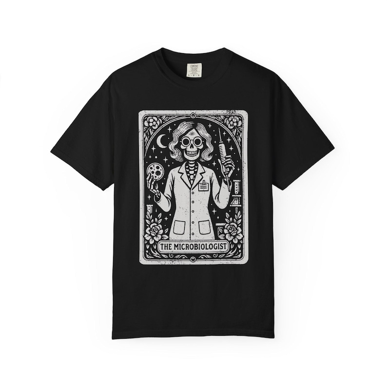 Microbiologist Tarot Card T-Shirt, Funny Science Lab Halloween Gift for Microbiology Lovers image 6
