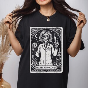 Microbiologist Tarot Card T-Shirt, Funny Science Lab Halloween Gift for Microbiology Lovers image 2