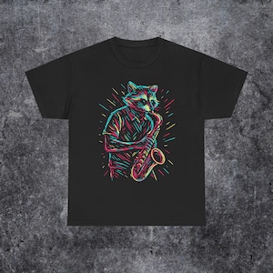 Saxophone Player Abstract Art , raccoon Lover Gift, saxophonist gift, Jazz Music Shirt, father&#39;s day jazz Tee, raccoon Lovers saxophone gift